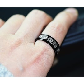 One Piece Ring Anime Rings for Men Luffy Anxiety Fidget Spinner Ring Black Anime Jewelry 8MM Stainless Steel Ring Size 8 (Hat A Gang, 8)