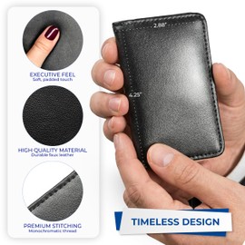 Samsill 81220 Regal Leather Business Card Holder, Case Holds 25 Business, Black
