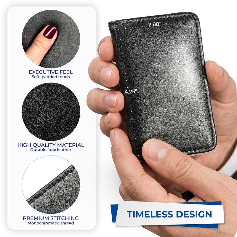 Samsill 81220 Regal Leather Business Card Holder, Case Holds 25