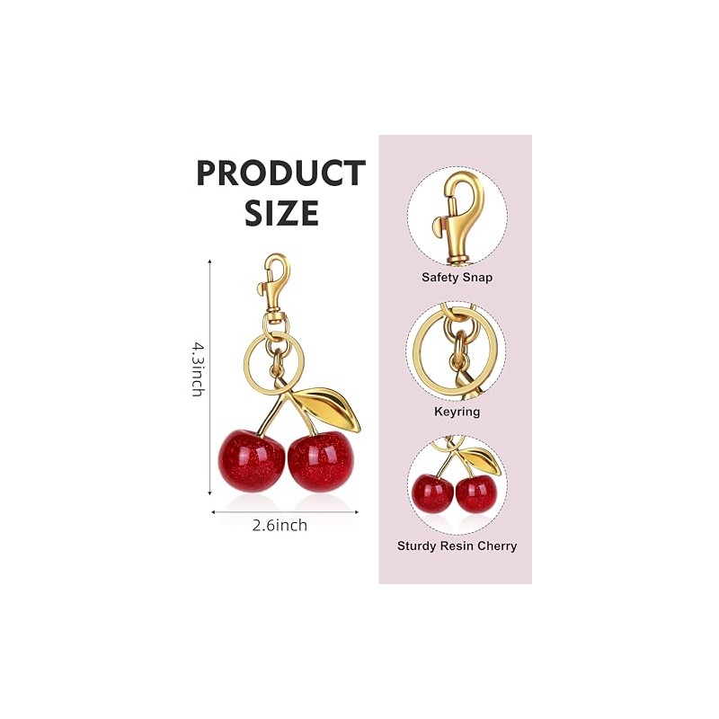 OVRUNS Cherry Bag Charm - Cute Sparkling Purse Accessory