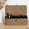 BTSKY 3 Compartments Handmade Rattan Storage Basket with Lid, Handwoven