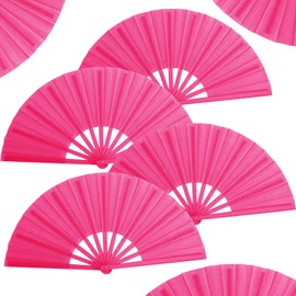 Boots on The Ground Fan,Large Holographic Folding Hand Fan, Clap Fans For Line Dancing,Foldable Craft Holding Laser Colors Hand Fan,Party,Dance Enthusiasts Gift (Rose red plastic fan ribs 4pcs)