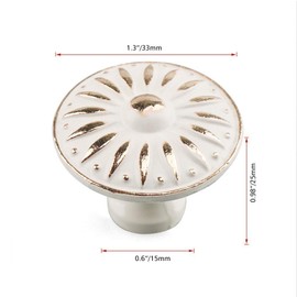 RilexAwhile Cabinet Knob, 10Pcs 33mm Dresser Cupboard Cabinet Drawer Knobs Wardrobe Door Pull Handle for Home Office