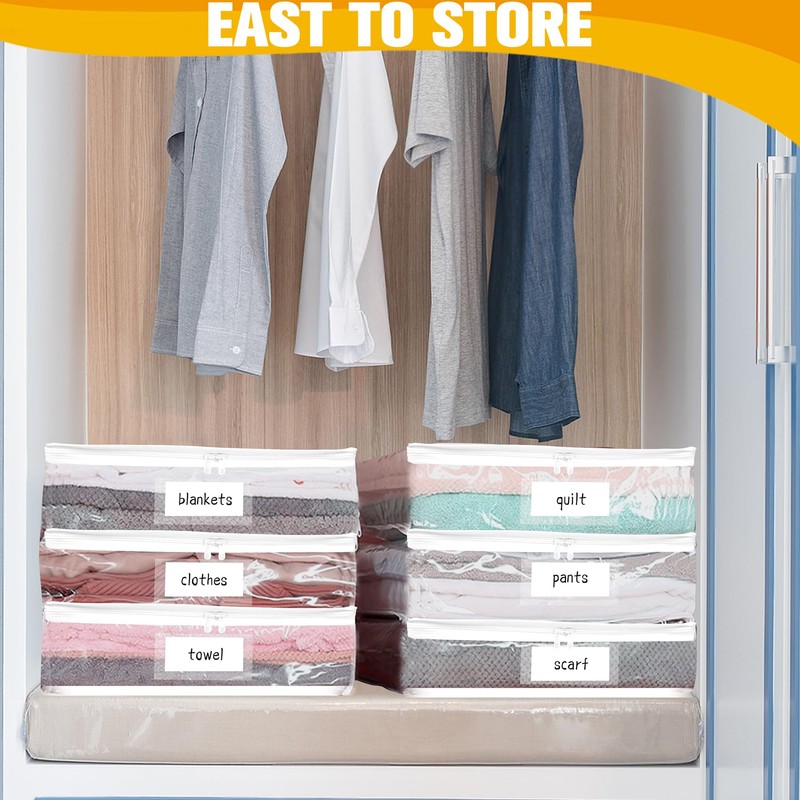 Kikerike Plastic Storage Bags with Easy-Glide Zipper, Pack of 6,