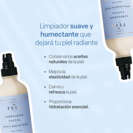 TEIA COSMETICOS Leche Desmaquillante 3 en 1 Limpia, Desmaquilla e Hidrata - Jojoba, argán, extracto de rosas. 110ml