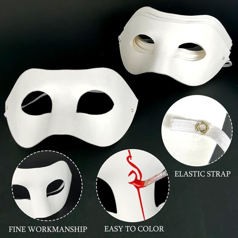 10 Pcs DIY White Paper Masks Zorro Blank Mask, Hand