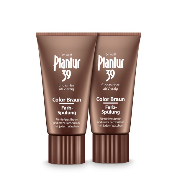 Plantur 39 Color Braun Colour Conditioner - 2 x 150 ml - for Brown Hair - Conceals Grey Hair - Conditioner with Caffeine Complex