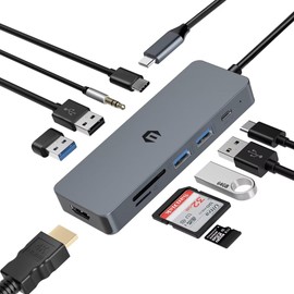 OOTDAY USB C Hub, USB C Hub LAN with 4K HDMI Output, USB 3.0, TF Card Reader, PD 100W, 10 in 1 USB C Multiport for Surface, Dell, HP, Lenovo, XPS and More Type C Devices