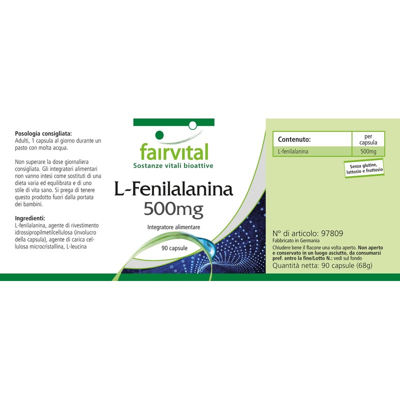Fairvital L-Phenylalanine 500 mg – High Dose – Vegan –