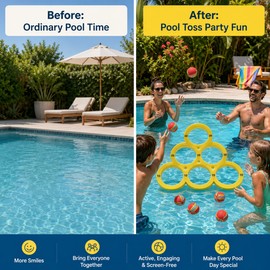 Floating Pool Toss Game Set for Summer Fun – EVA Water Throwing Mat with 10 Balls for Family Pool Parties