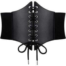 MELLIEX Corset Belt Wide Waist Belt Elastic Lace Up Corset for Women Girls Black, gold