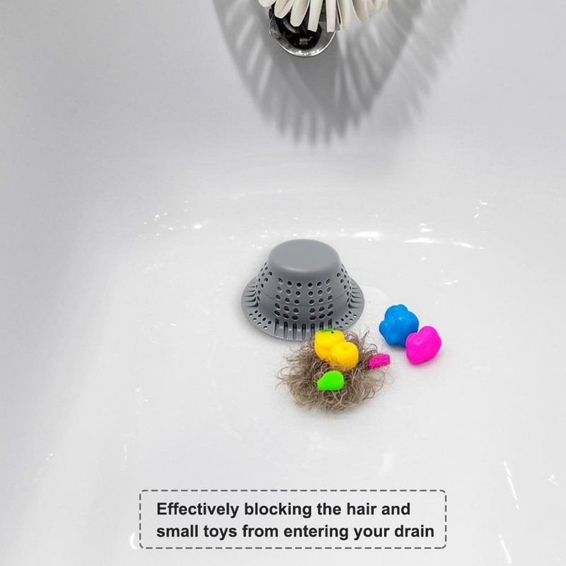 Seatery Bathtub Drain Hair Catcher with Drain Plug, Silicone Tub