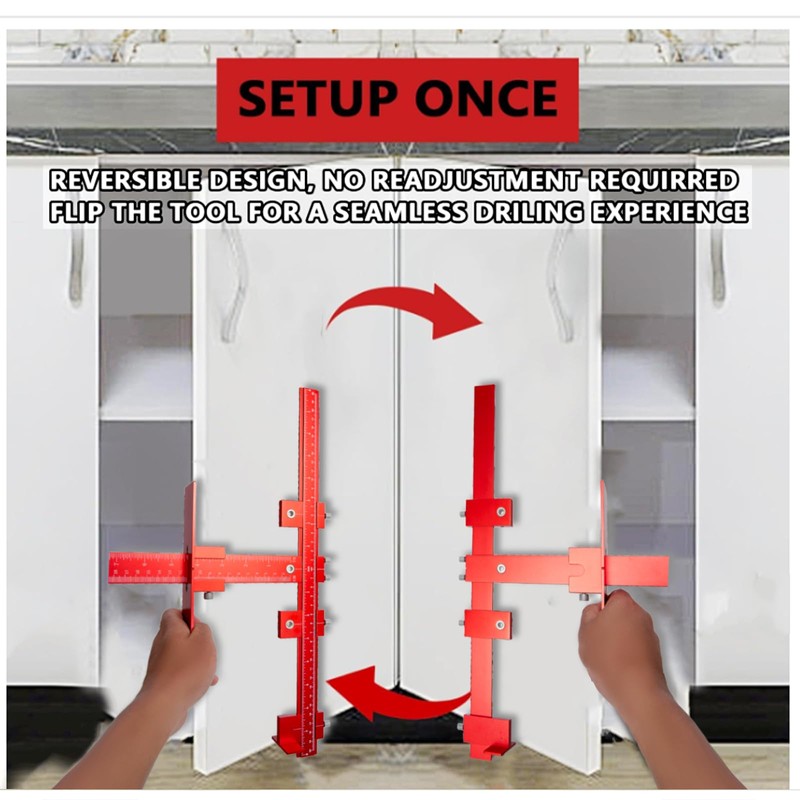Cabinet Hardware Jig Punch Locator with Extended Ruler, Aluminum Alloy