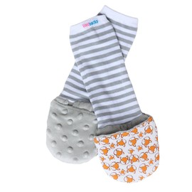 Handsocks Plushy Stay On Strap-Free No-Scratch & Warmth Mittens (Toddler Size. Bicep Should be 5.5"-9.0"), Felix (Grey/Foxes) - One Pair…