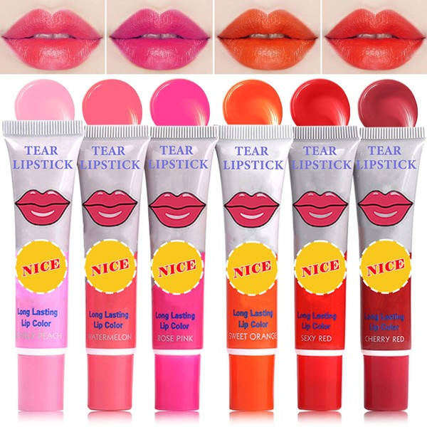 6 Colors Peel Off Lip Stain Lip Mask,Magic Tattoo Lipstick Long Lasting Waterproof Peel Off Colored Lip Gloss,Matte Sexy Color Non-Stick Cup & Non-fading Lip Stain Tint Sets