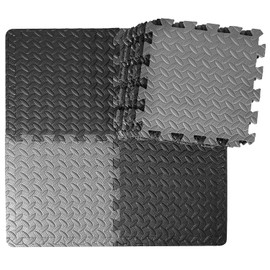 Yes4All Interlocking Floor Mats – Foam Floor Mats/Gym Floor Mats with EVA Interlocking Tiles (48 Square Feet – Black & Gray – 12 Tiles), D. 48 Square Feet (12 Tiles) - 6 Black and 6 Gray
