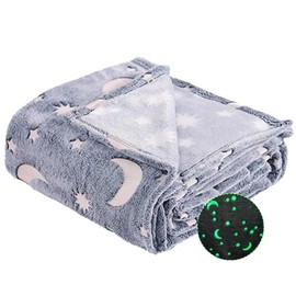 BAOJULONG Cuddly blanket that glows in the dark, cosy and soft blanket for bed, couch and sofa, luminous blanket for children and adults (50 x 59.8 inches (127 x 152 cm)