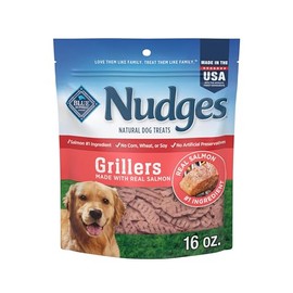 Blue Buffalo Nudges Grillers Natural Dog Treats, Made in The USA with Real Salmon, 16-oz. Bag