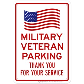 Military Veteran Parking Thank You For Your Service Sign, 10x7 Inches, Rust Free .040 Aluminum, Fade Resistant, Made in USA by My Sign Center