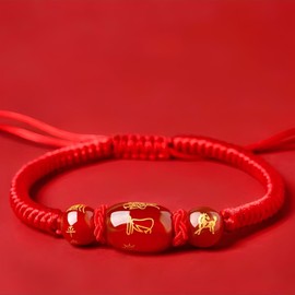 Year of the Horse Bracelet - 2026 Chinese New Year Red Horses Bracelet, Zodiac Horse Adjustable Lucky String Bracelets, Good Luck Success Protection Lunar New Year Bracelets Christmas New Year's Gift