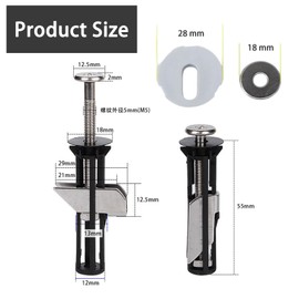 4 Pcs Universal Toilet Seat Bolts and Screws, Stainless Steel Toilet Seat Fixings for Top Lid Hinges, Easy Install Replacement Toilet Seats Fitting Kit