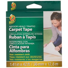 Duck Brand Indoor Heavy Traffic Carpet Tape,1.41-Inch x 42 Feet, Single Roll, White (286375)