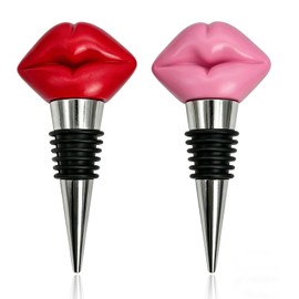 2 Packs Red and Pink Lips Wine Bottle Stopper - Novelty Bar Decor, Reusable Wine Preserver for Any Occasion, Decorative Beverage Sealer for Home Bar and Party