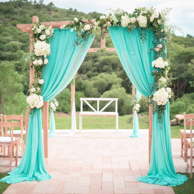 DUOBAO Mint Green Sheer Chiffon Curtains 29x108-Inch 2 Panels Chiffon