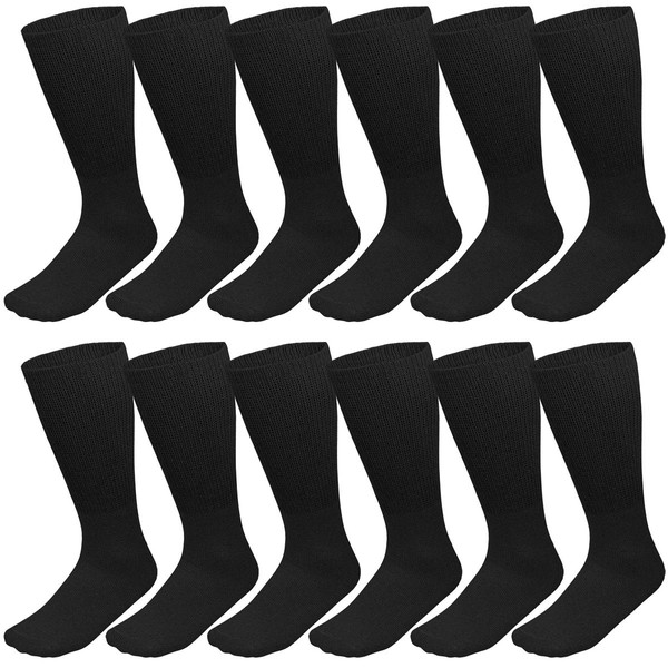 Falari 12-Pack Crew Length Diabetic and Circulatory Non Binding Physicians Approved Socks 10-13 Black