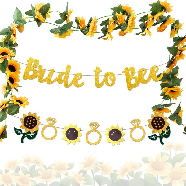 LaVenty Bridal Shower Decoration Bride to Bee Banner Backdrop Sunflowers