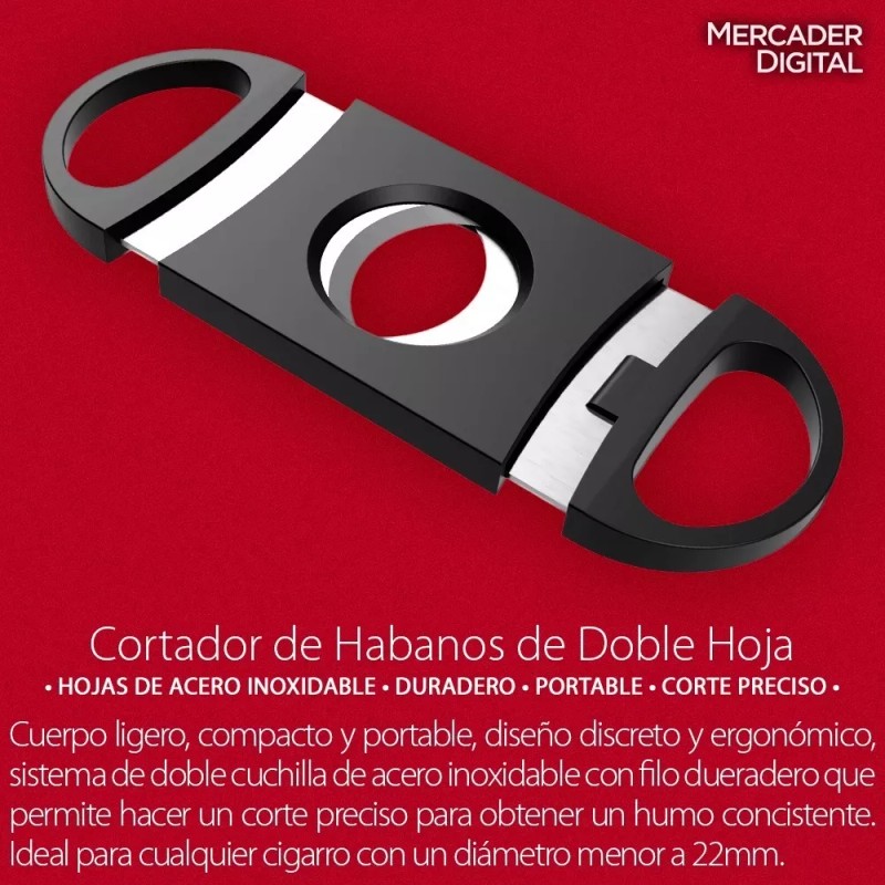 Mercader Digital 2 Pzs Cortador Puros Habanos Doble Hoja Acero