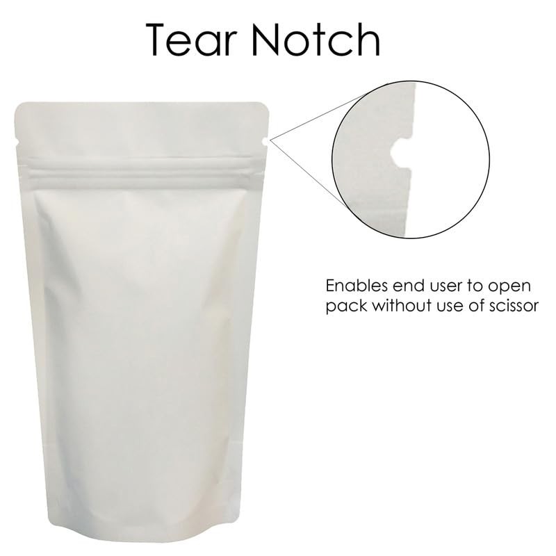 RIGHTPAK White Matt Stand Up Pouches with Resealable Zipper &