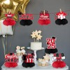 12Pcs Red and Black Graduation Decorations 2025 Honeycomb Centerpieces, Class