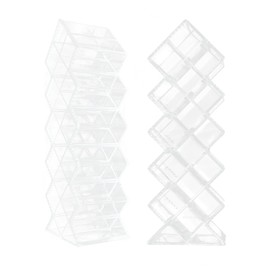 Pack of 2 lipstick holders, 32 slots holder for lip gloss, brush holder, storage box, stand, make-up organiser display, transparent