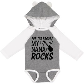 inktastic for the Record My Nana Rocks Long Sleeve Creeper 12 Months Granite & White W Ears 45962