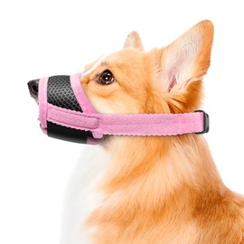 Dog Muzzle, Soft Nylon Dog Muzzles for Medium Dogs Anti Biting Barking Chewing Licking Wound, Adjustable Breathable Mesh Medium Dog Muzzle Allows Panting Drinking (Pink, M)
