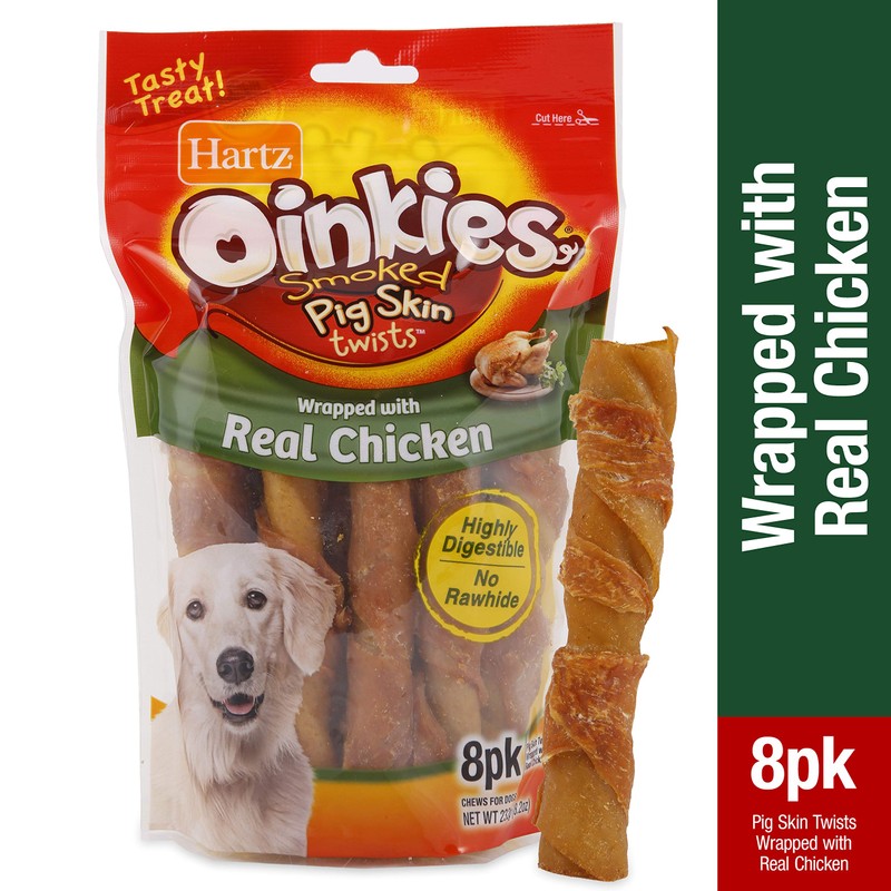 Hartz Oinkies Natural Smoked Chicken Twist Dog Treat Chews -