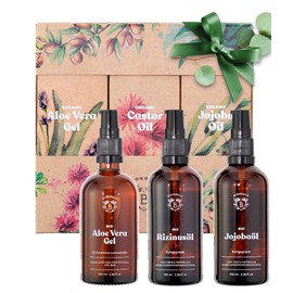 Bionoble Wellness Set for Women 3 x 100 ml - Organic Aloe Vera Gel, Castor Oil, Jojoba Oil - The Perfect Gift: Organic Products in Aesthetic Packaging - Beauty Set Face, Hair