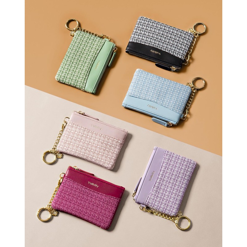 Vulkitty Small Purses for Women with Keychain, Mini Coin Pocket,