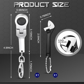 Chumia 2 Sets 10mm Ratchet Wrench Keychain Key Ring and Spanner Set Including 72 Tooth Steel 10mm Socket Wrench Keychain Adjustable High Hardness Mini Spanner for Repair
