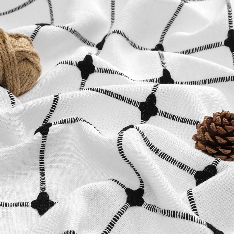 MitoVilla White Black Boho Shower Curtains for Modern Farmhouse Bathroom