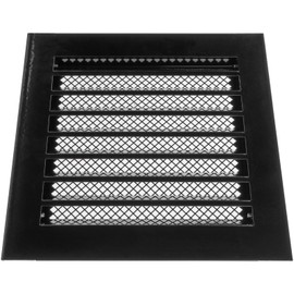 HVAC OV 8" x 8" Inch Black - Galvanized Steel Vent Cover - Industrial Air Vent Louver - Metal Soffit Vent with Built-in Protection Screen - Mesh - Square Vent Grille for House Or Garage Wall