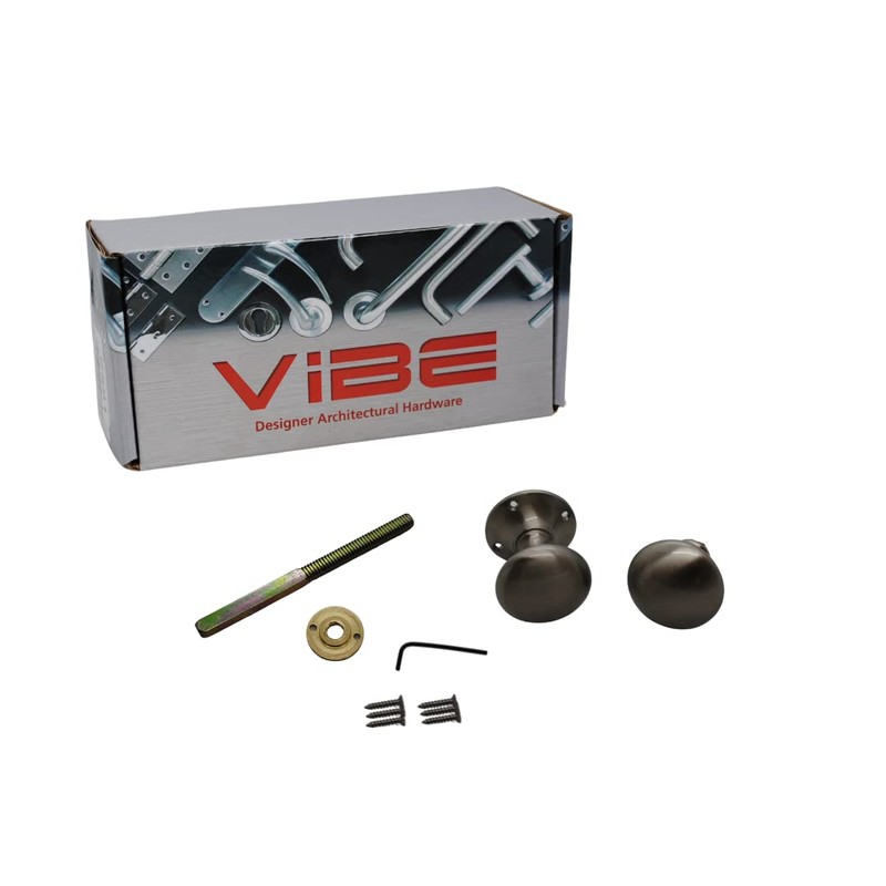VIBE Rim Knob Set on Satin Nickel Door Handle Knob