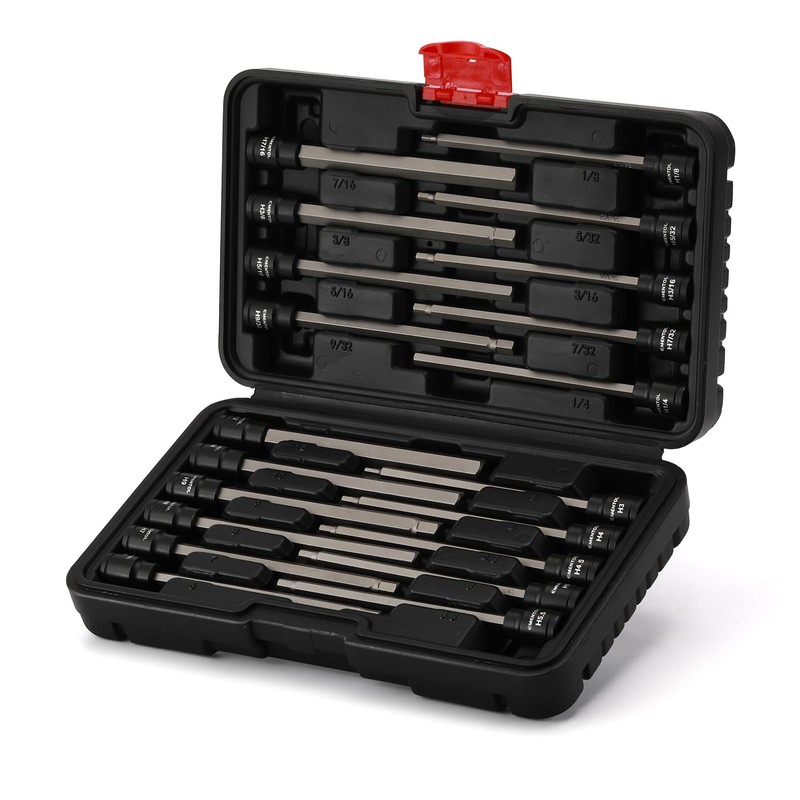 EMENTOL 20PCS 3/8-Inch Drive Hex Bit Long Socket Set, Allen