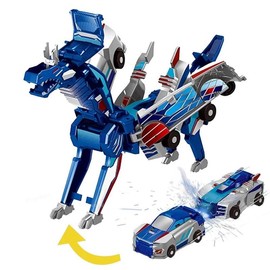 Dinosaur Transforming Car Toy, Fun Collision Toy Transforms into Dinosaur, Perfect Birthday Gift for Kids, Battery-Free Unique Toy, Model Car Kit:_Blue_one-size
