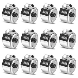 JOUTYFOR 12 Pcs Hand Tally Counter 4-Digit Lap Counter Clicker, Manual Mechanical Handheld Pitch Click Counter with Finger Ring for School Golf & Knitting Row Croche