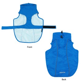 Waterproof Dog Raincoat with Reflective Strip, Adjustable Breathable Rain Coat Jacket with Leash Hole for Dogs (Blue, Medium)