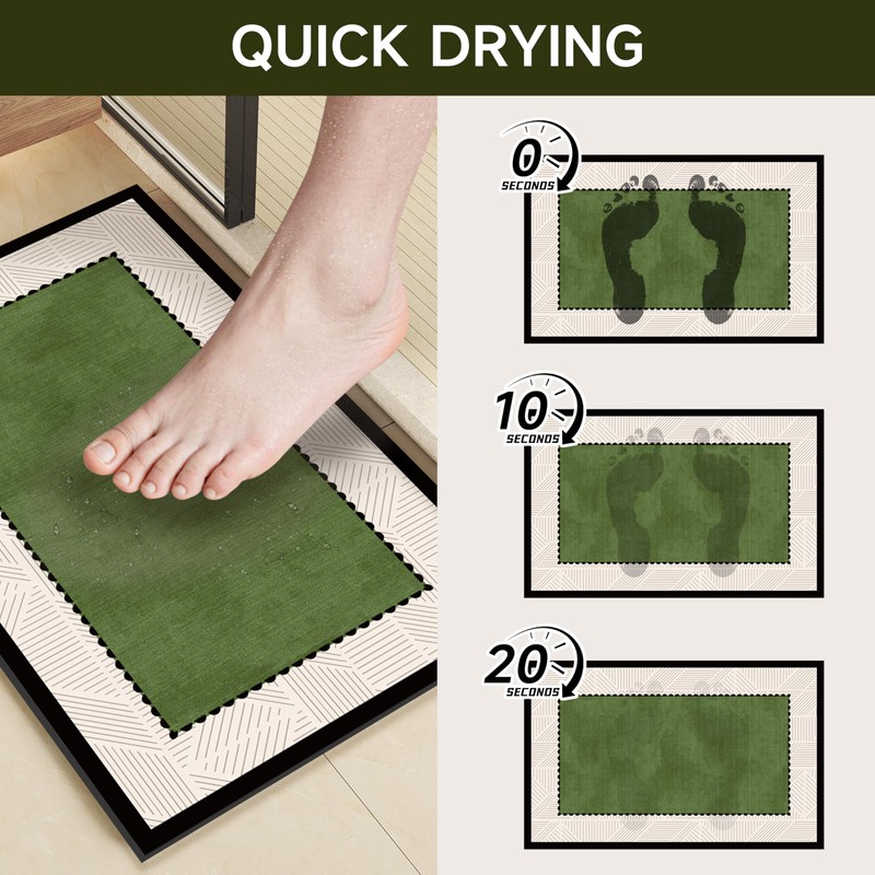 Ultra Thin Bath Mat 24"x16",Absorbent Quick Dry Washable Bath Rug,