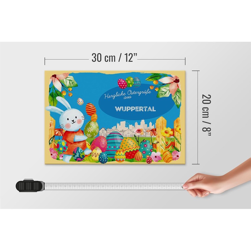 FEMER Wooden Sign Easter Greetings 30 x 20 cm Wuppertal