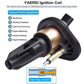 FAERSI Bobina de encendido para Chevy Trailblazer Colorado GMC Envoy Canyon Isuzu Ascender Saab 9-7x, UF303, C1395